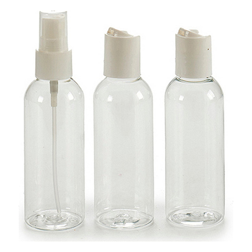 Ensemble de voyage transparent blanc (3 pièces)