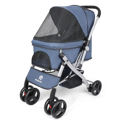 Poussette pliable pour chat et chien — Détachable, montage facile, idéale pour voyager avec votre animal
